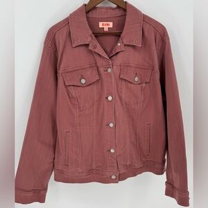 Evri Women's Plus Size Mauve Denim Utility Jean Jacket
